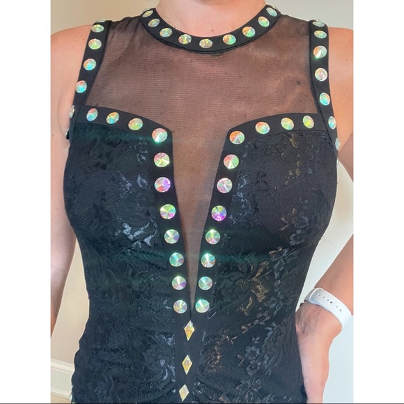 Jovani Lace Black Gown with Sequins - Picture 4 of 5